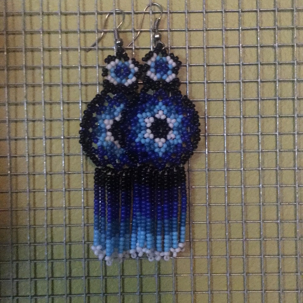 Beaded earrings.